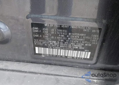 2014 Subaru Outback 2.5I Premium из США, поврежденный, VIN 4S4BRBCC2E3227157